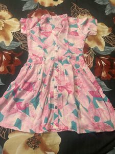 Pink Floral Dress Girls 8-9 Years