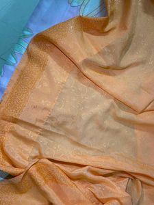 Peach Silk Shiny Saree