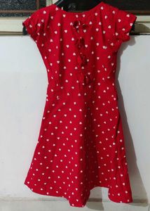 Red Heart Print Casual Dress