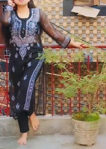 Chicken Kari Black Kurta With Attached Inner!!