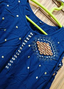 Blue  Kurti With Cutting Sleeves ✨