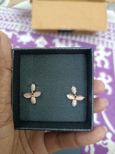 92.5 Silver Earrings With Rose Gold Coated
