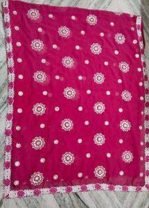 Elegant Pink Embroidered Saree