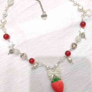 CUTESY STRAWBERRY HANDMADE NECKLACE