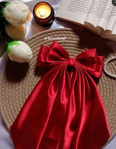 Red Satin Hair Bow