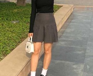 Pleated Black Mini Skirt