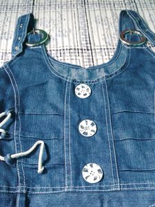Denim Dungree Top Skirt Set