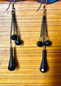 Black Chimes Earrings for Women &amp; Girls | Fashion Multicolor Long Dangler Earring | Metallic Mesh Grid Sequins Tassel Long Drop Earrings | Western Danglers Earring | Birthday &amp; Anniversary Gift