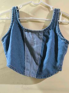 Two-Tone Denim Corset Top