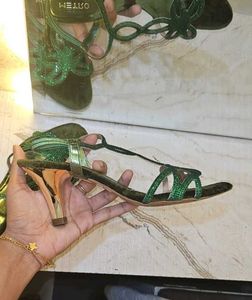 Metro Embellished Green Heels.