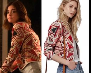 Topshop geometric embroidered open jacket