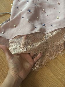 Peach Spegatti Top With Pearl Details