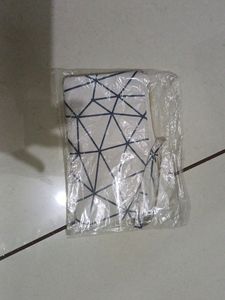 White Purse With Black Stripes And Handle , Length : 19cm , Width: 12 Cm