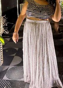 Silver Embellished Lehenga Choli Set