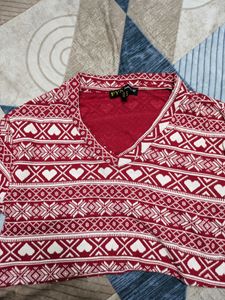 Red Crop Top With Full Sleeves