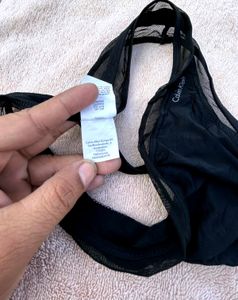 Calvin Klein Black Mesh Thong Panty – Size S