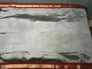 Elegant Grey color Dharmavaram Saree with RedBorde