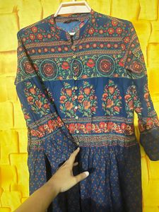 Boho Floral Print Duster Jacket Kurta Set
