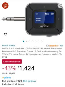 Walkie 2 in 1 LCD Display Bluetooth Transmitter