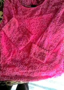 Thrifted Full Sleeve Pink  Embroidery Top