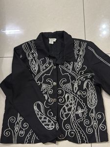 Black Embroidered Shirt + Floral H&amp;M Dress