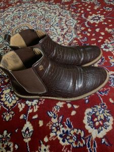 Brown Croc Chelsea Boots