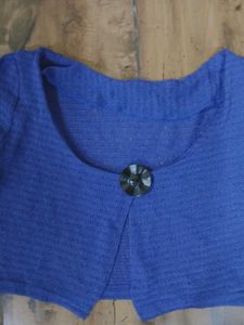 combo Blue Cropped Cardigan and goldern top