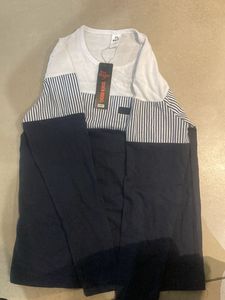 Long Sleeved Navy Blue And White Top