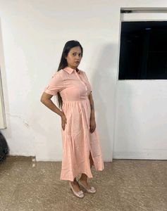 Peach Colour Midi Dress