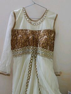 Diwali Sale--White Anaarkali Suit