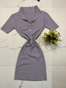 Lilac Knit Bodycon Mini Dress