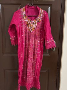Pink Embroidered Kurta