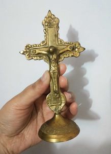 Vintage Brass Crucifix Statue