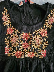 Embroidered Black Top