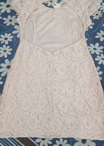 Backless Peach Lace Body fitting Dress