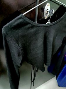 Black Backless Tie Top