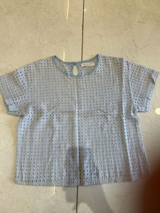 Light Blue Eyelet Top