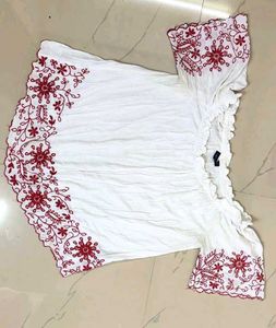 Embroidered Off-Shoulder Top