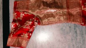 Red &amp; Gold Banarasi Suit 2time Use Good Condition