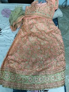 Peach Embellished Lehenga Set
