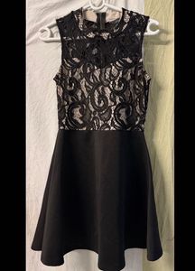 Chic Black Lace Skater Dress