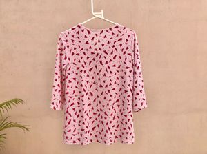 Pink Heart Print Top