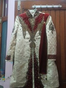 Wedding Kurta With Dupatta and Maroon Pajami