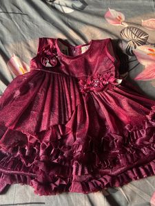 Wine Wedding Wear Fancy Frok Baby