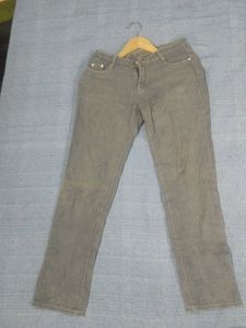 Greyish Cotton Straight Fit Jeans Of Size 30