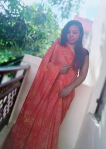 Beautiful Orange Pink Saree