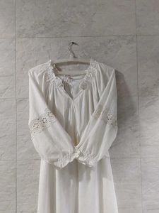 Vintage White Lace Maxi Dress
