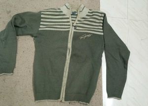 Striped Knit sweater for men with front zip