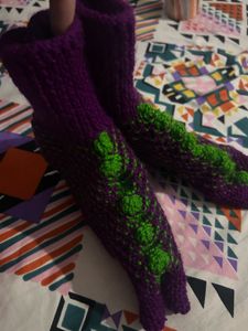 Handmade Knitted Purple Socks