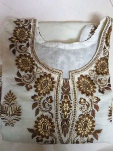 Embroidered Cream Tunic Top